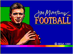 Joe Montana Football title screen for Sega Master System